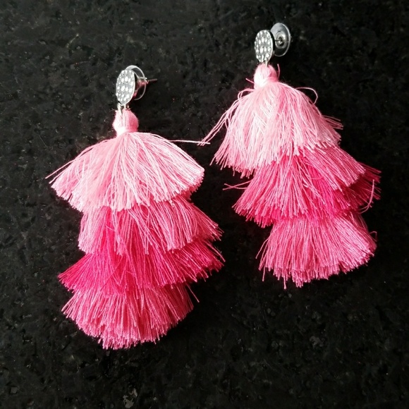 THREADED TASSEL EARRINGS - Picture 2 of 3